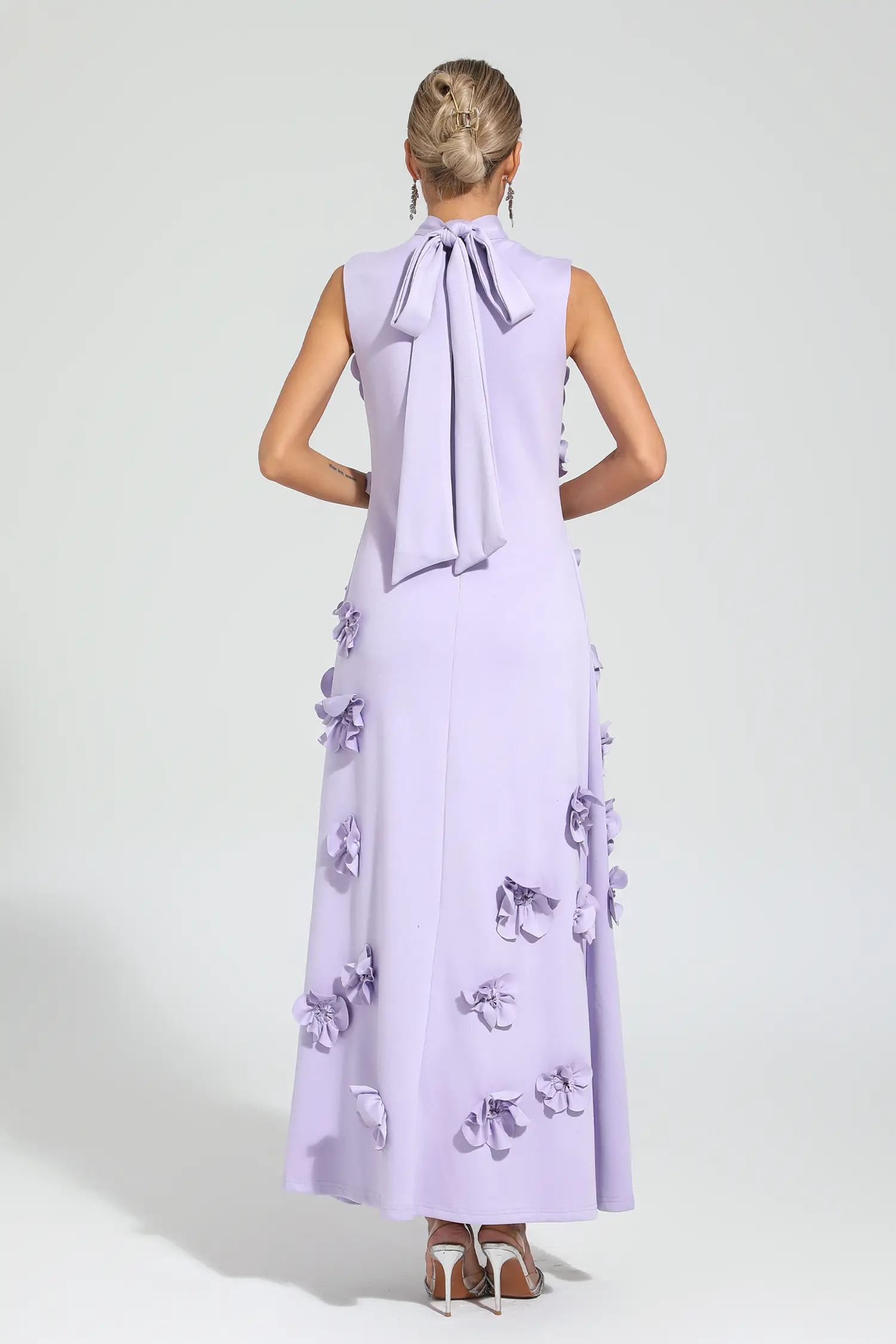 Geralyn Purple Rose Flower Maxi Dress