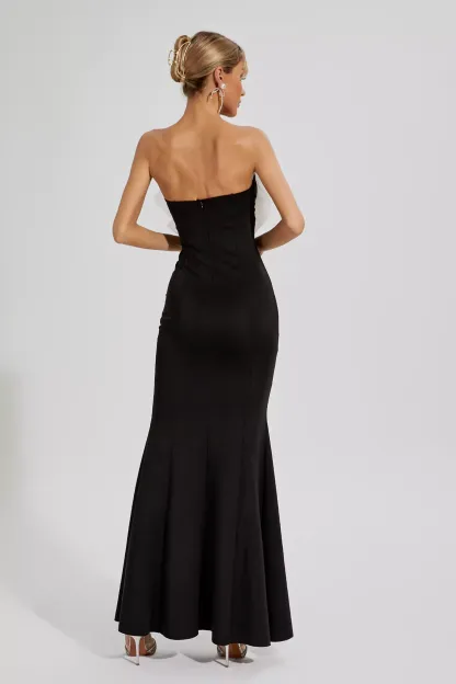Raquel Black White-bow Mermaid Dress