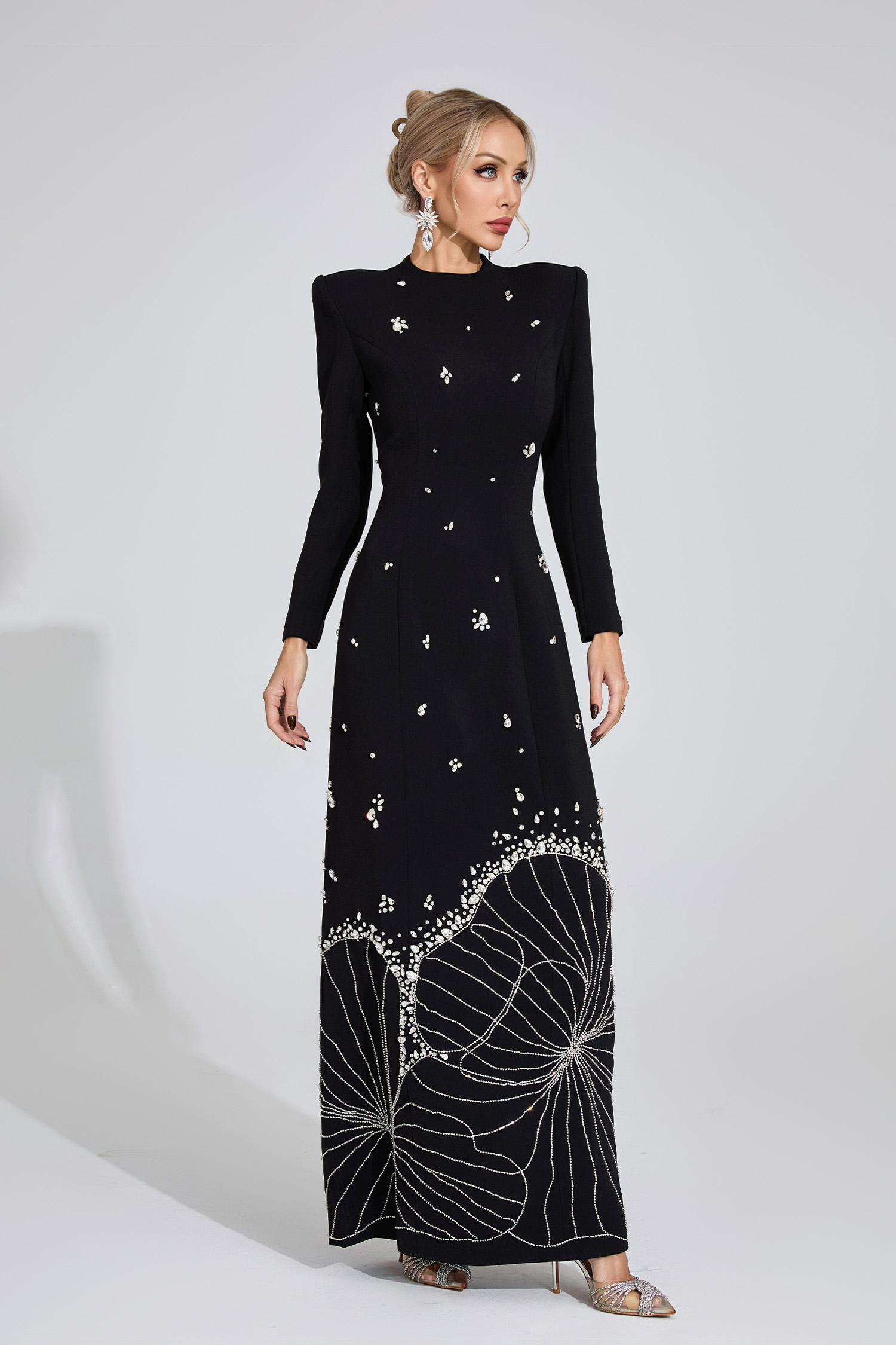 Emmanuelle Black Diamond Maxi Dress
