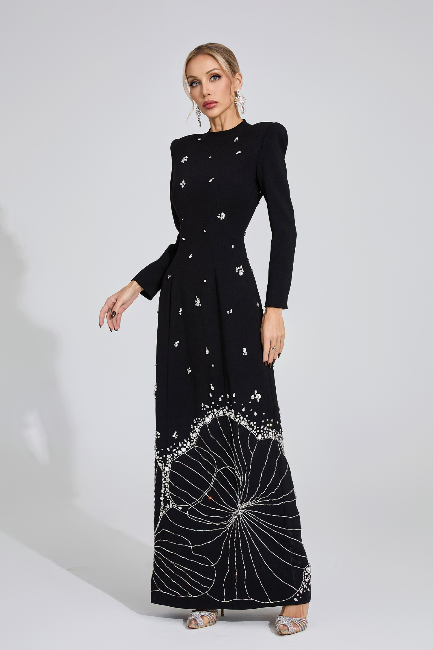 Emmanuelle Black Diamond Maxi Dress