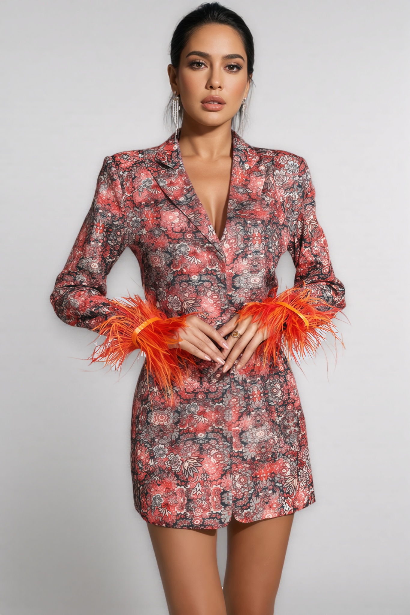 Frederica Floral Feather Mini Dress