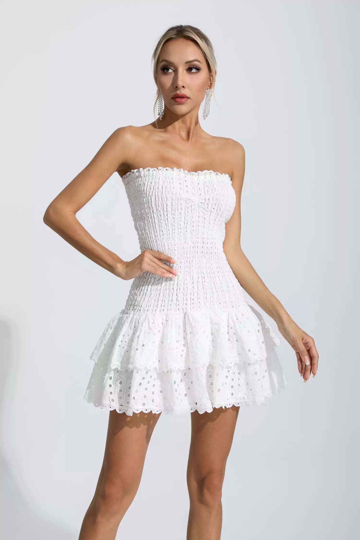Colette White Ruffle Mini Dress