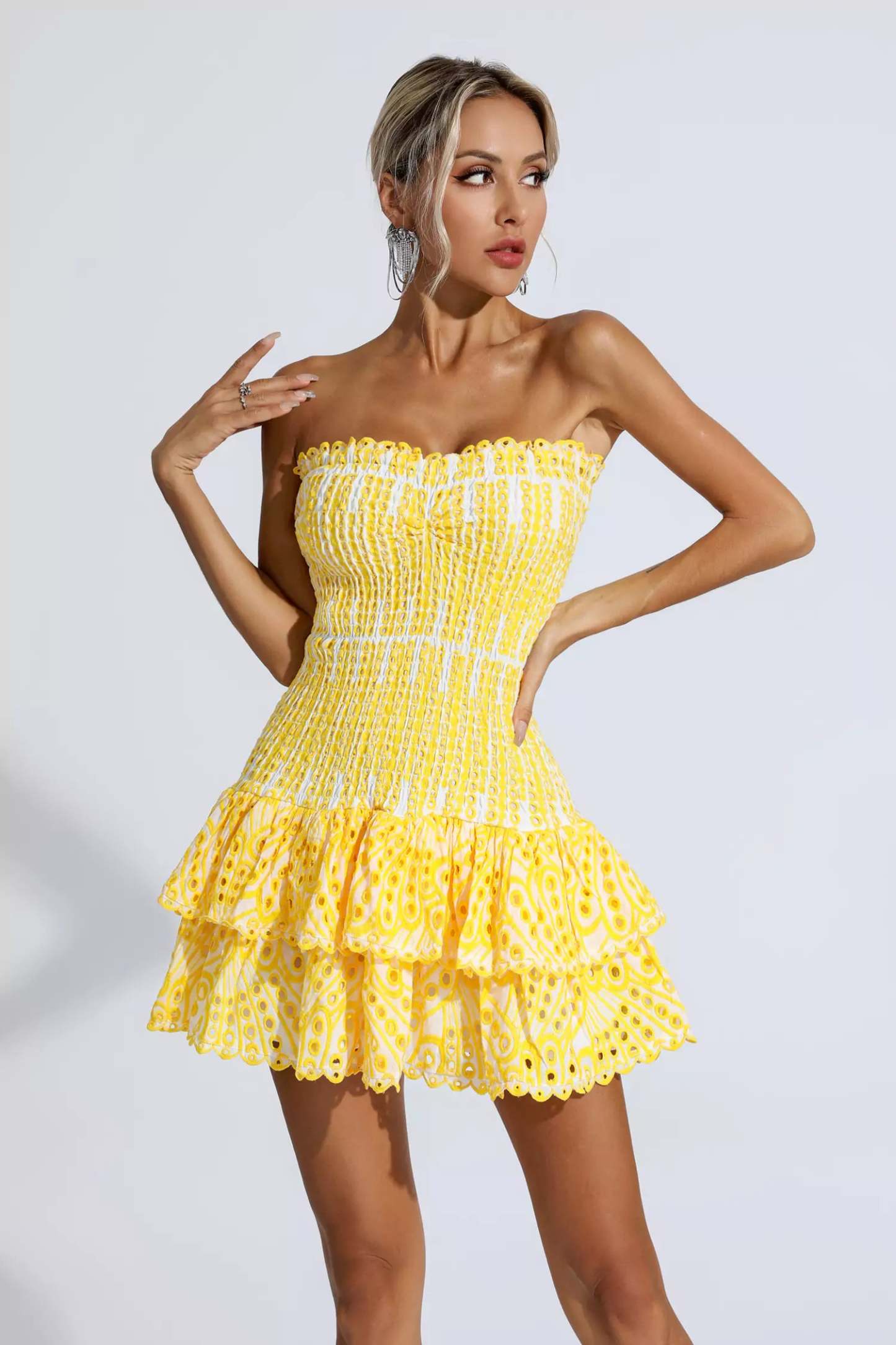 Colette Yellow Ruffle Mini Dress