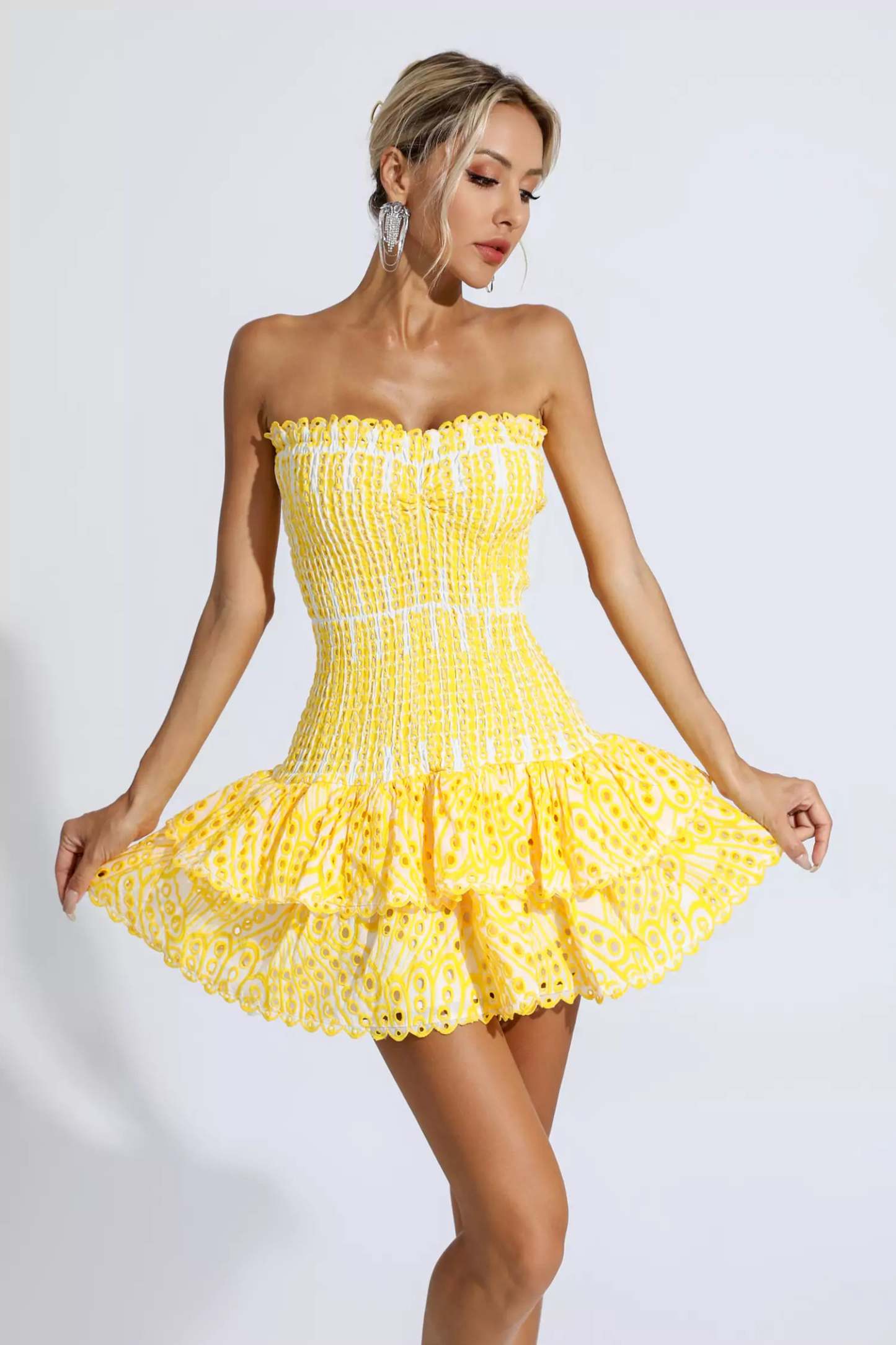 Colette Yellow Ruffle Mini Dress
