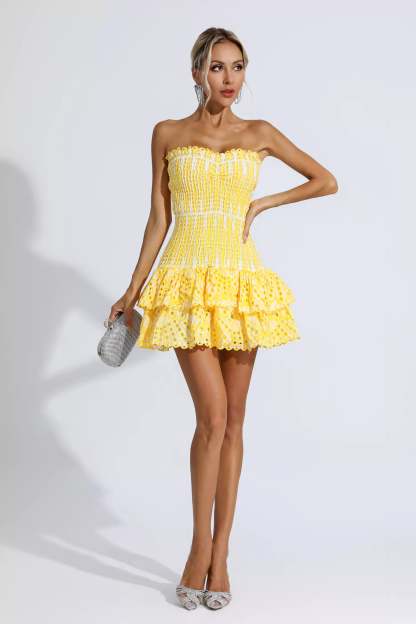 Colette Yellow Ruffle Mini Dress