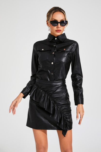 Gia Black Leather Set