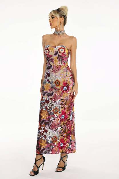 Katelyn Floral Glitter Maxi Dress