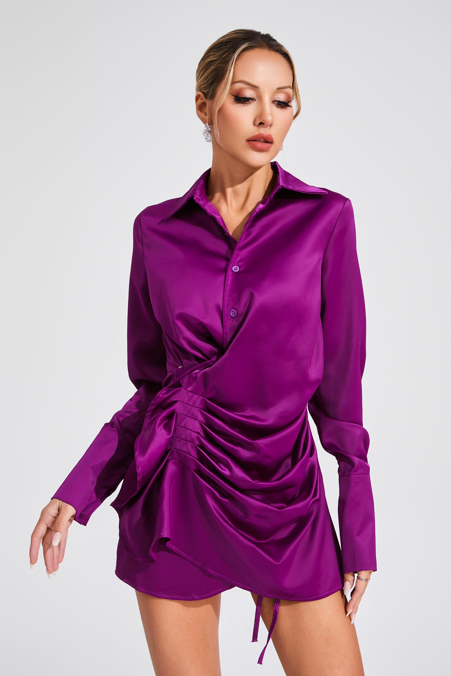 Alessandra Purple Long Sleeve Mini Dress