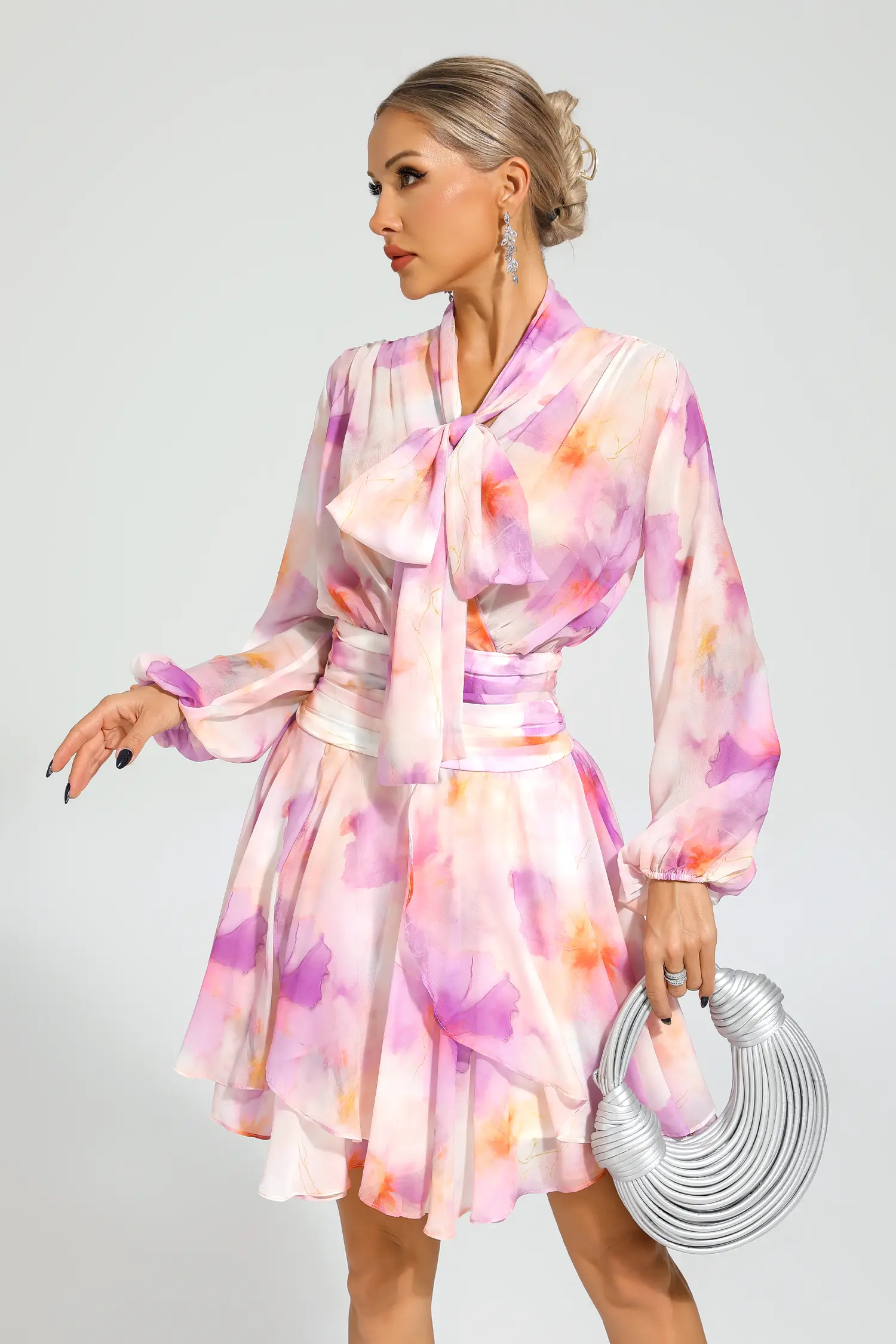 Nora Pink Floral Mini Dress