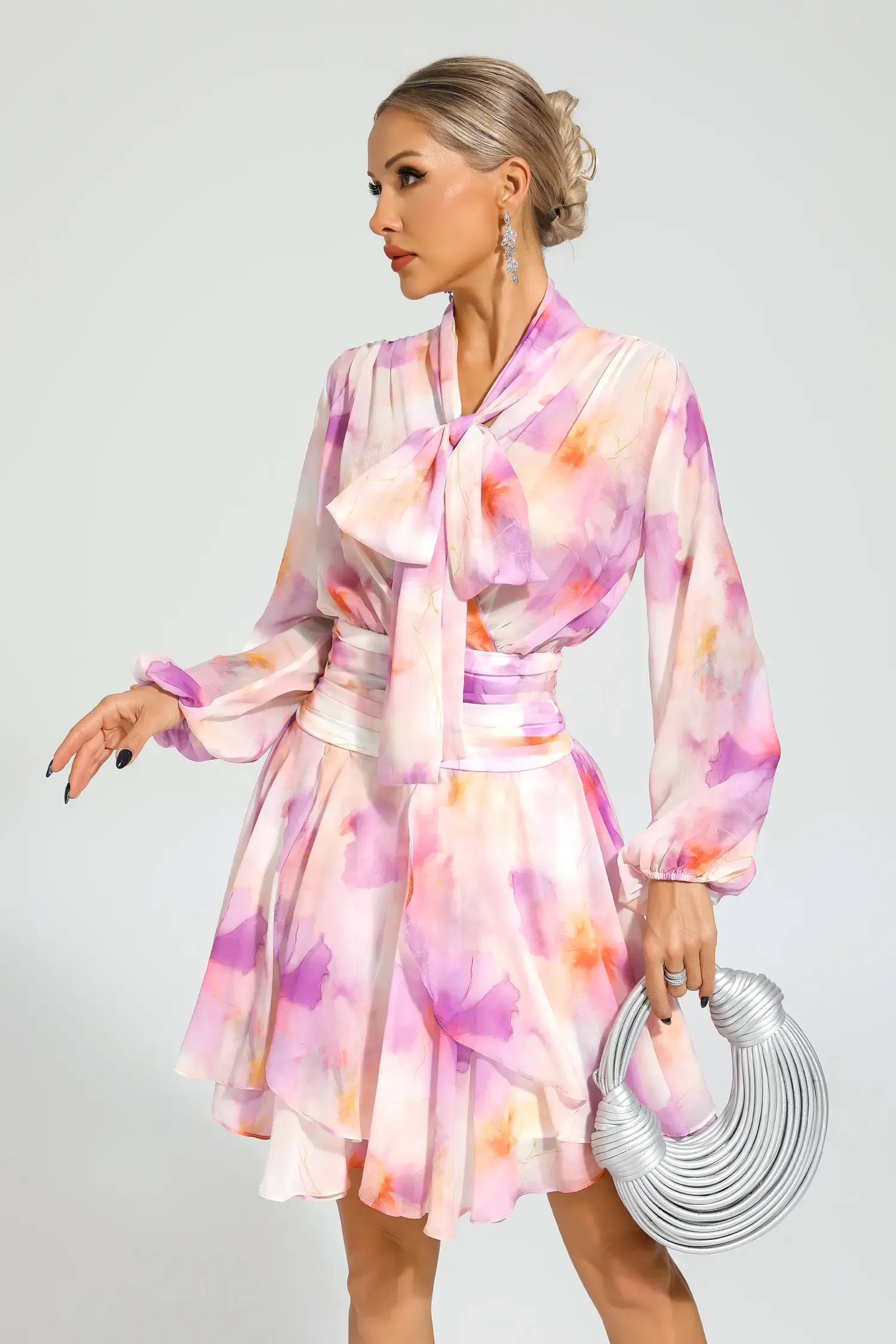 Nora Pink Floral Mini Dress