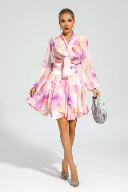 Nora Pink Floral Mini Dress