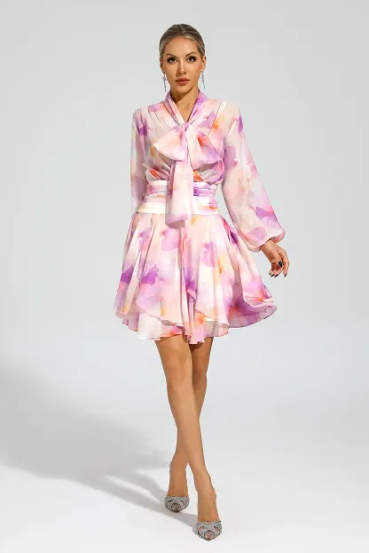 Nora Pink Floral Mini Dress
