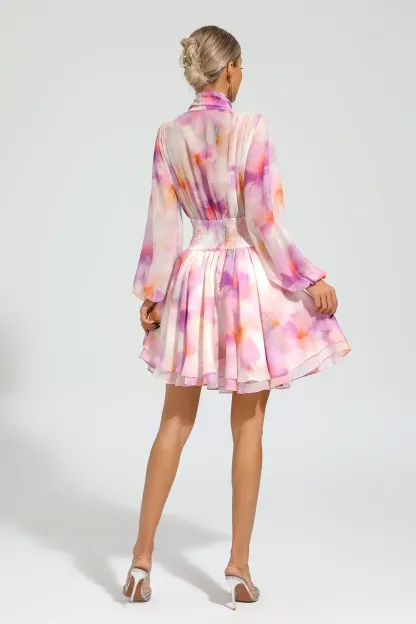 Nora Pink Floral Mini Dress