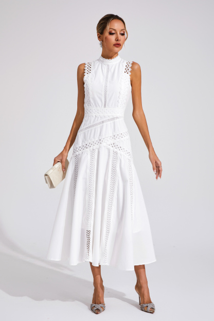 Aubrey White Sleeveless Lace Dress