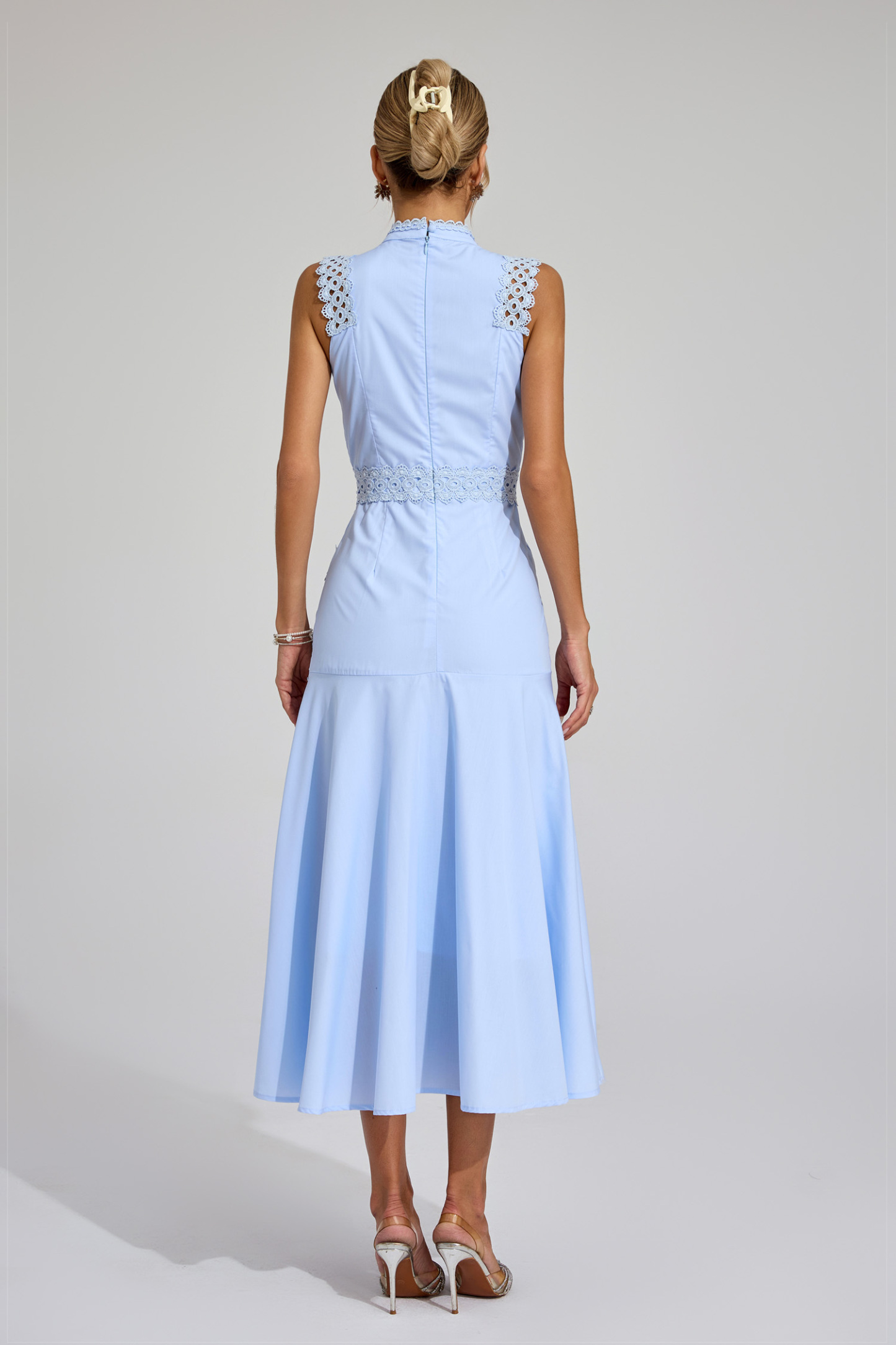 Aubrey Blue Sleeveless Lace Dress