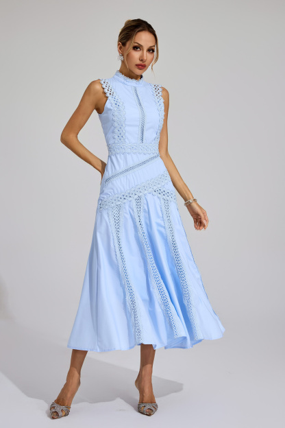 Aubrey Blue Sleeveless Lace Dress