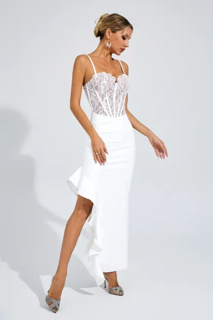 Deanna White Slit Bandage Slip Dress