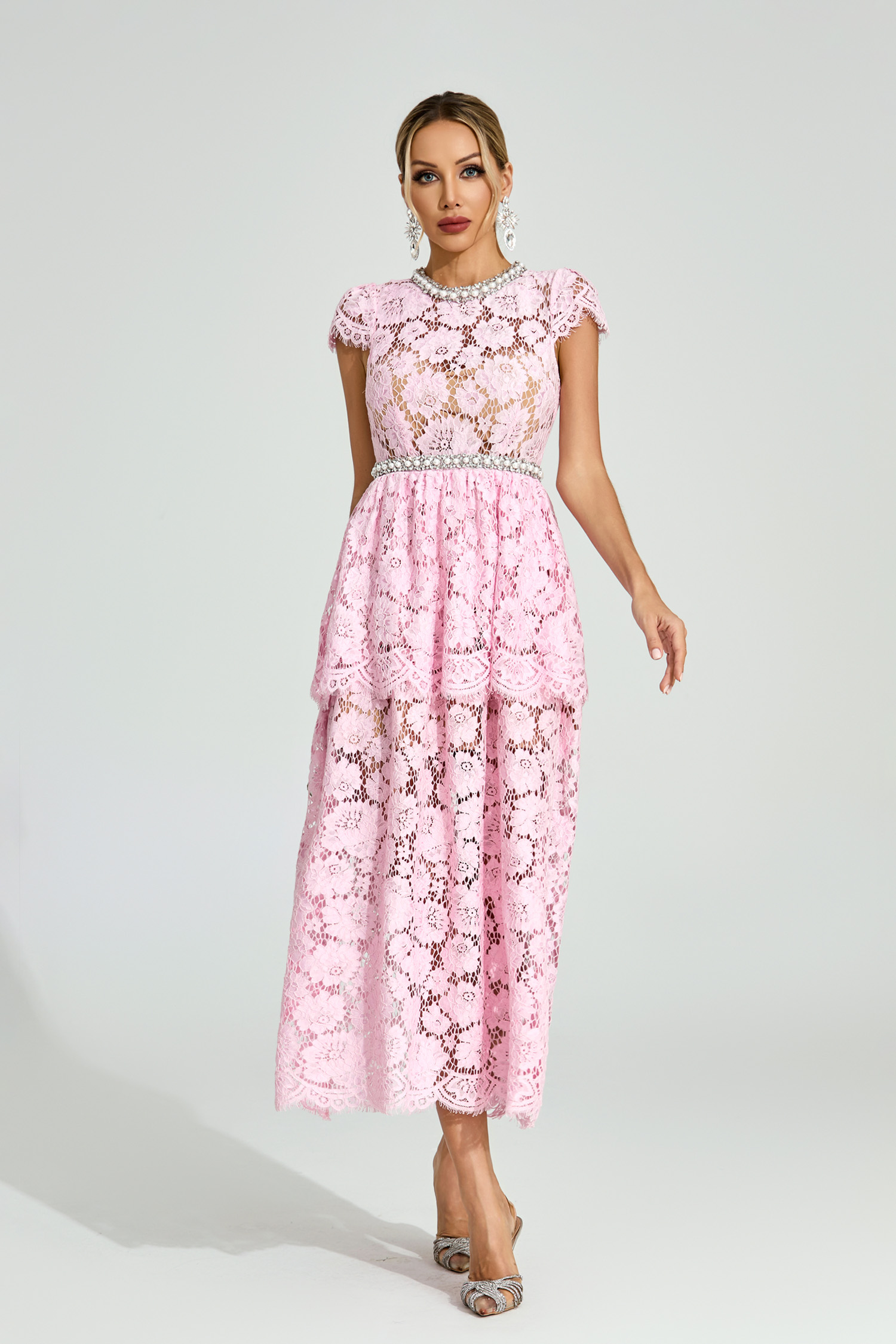 Jalen Pink Lace Madi Dress