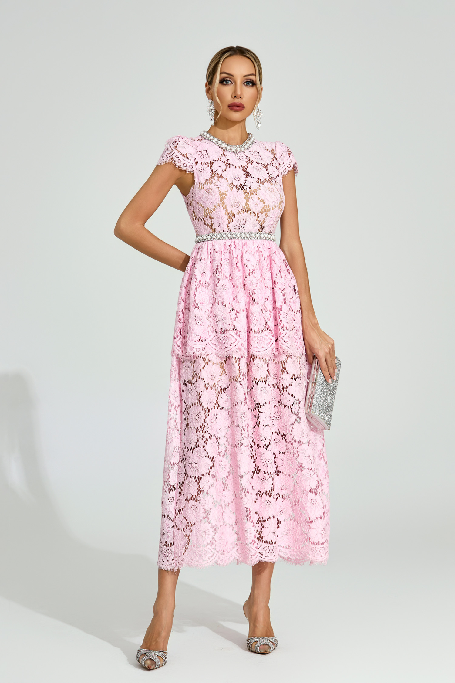 Jalen Pink Lace Madi Dress