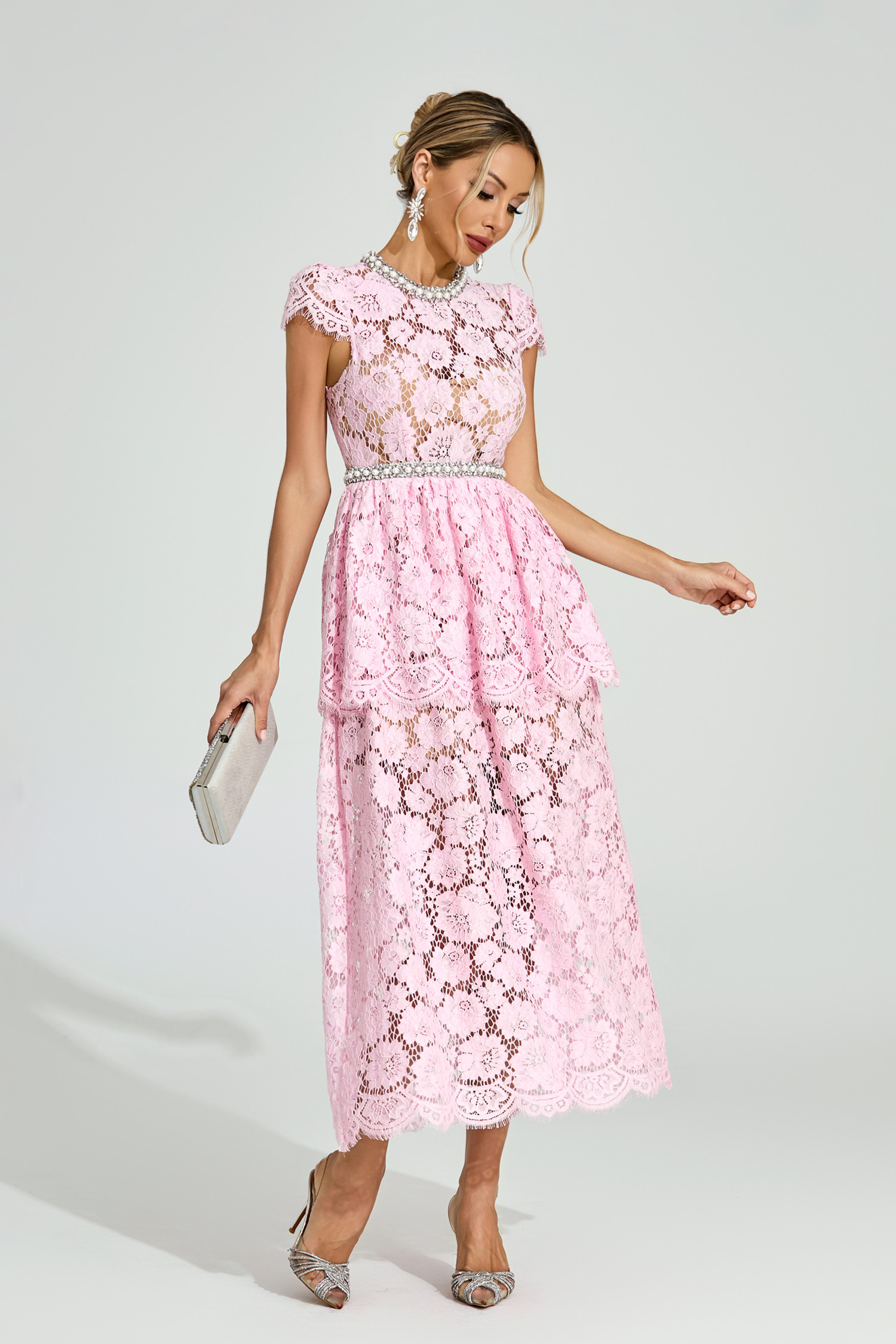 Jalen Pink Lace Madi Dress