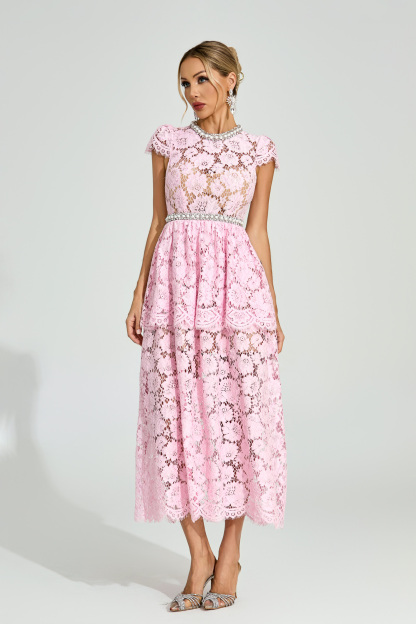 Jalen Pink Lace Madi Dress