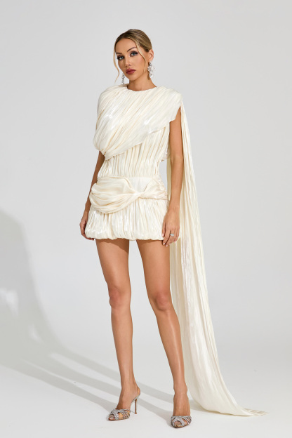 Clementina Apricot Draped Mini Dress