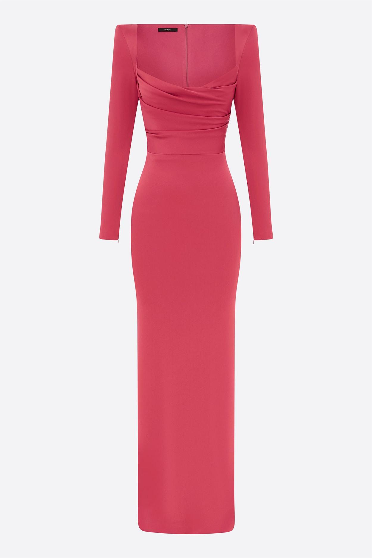 Wilma Satin Square Collar Long Sleeve Maxi Dress