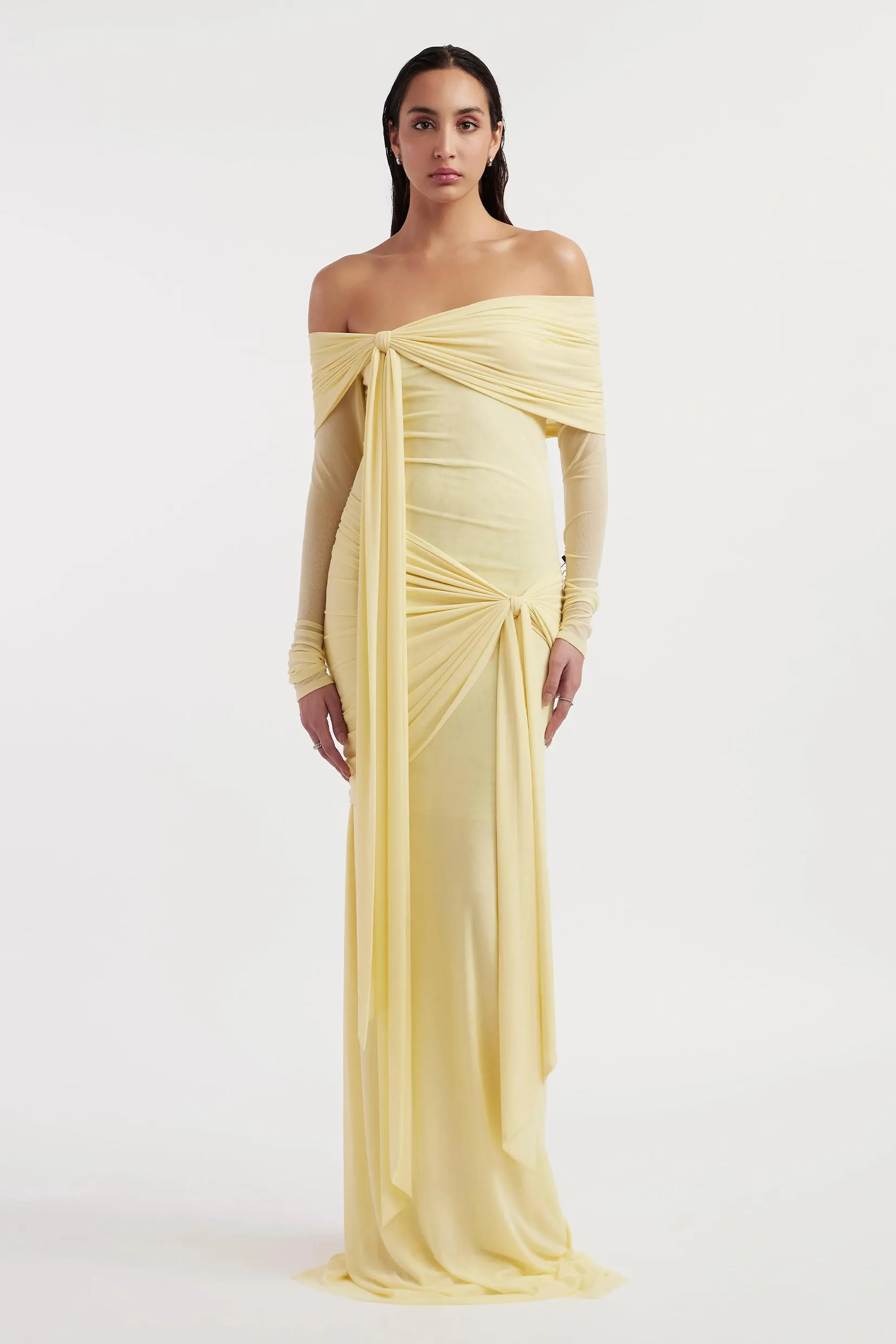 Edith Solid Jersey Knotted Maxi Dress