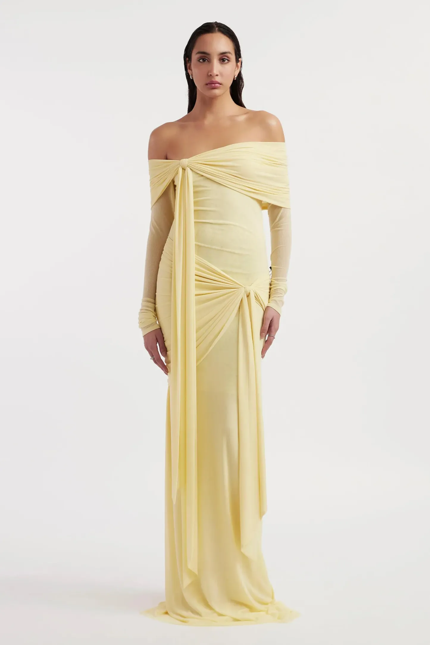 Edith Solid Jersey Knotted Maxi Dress