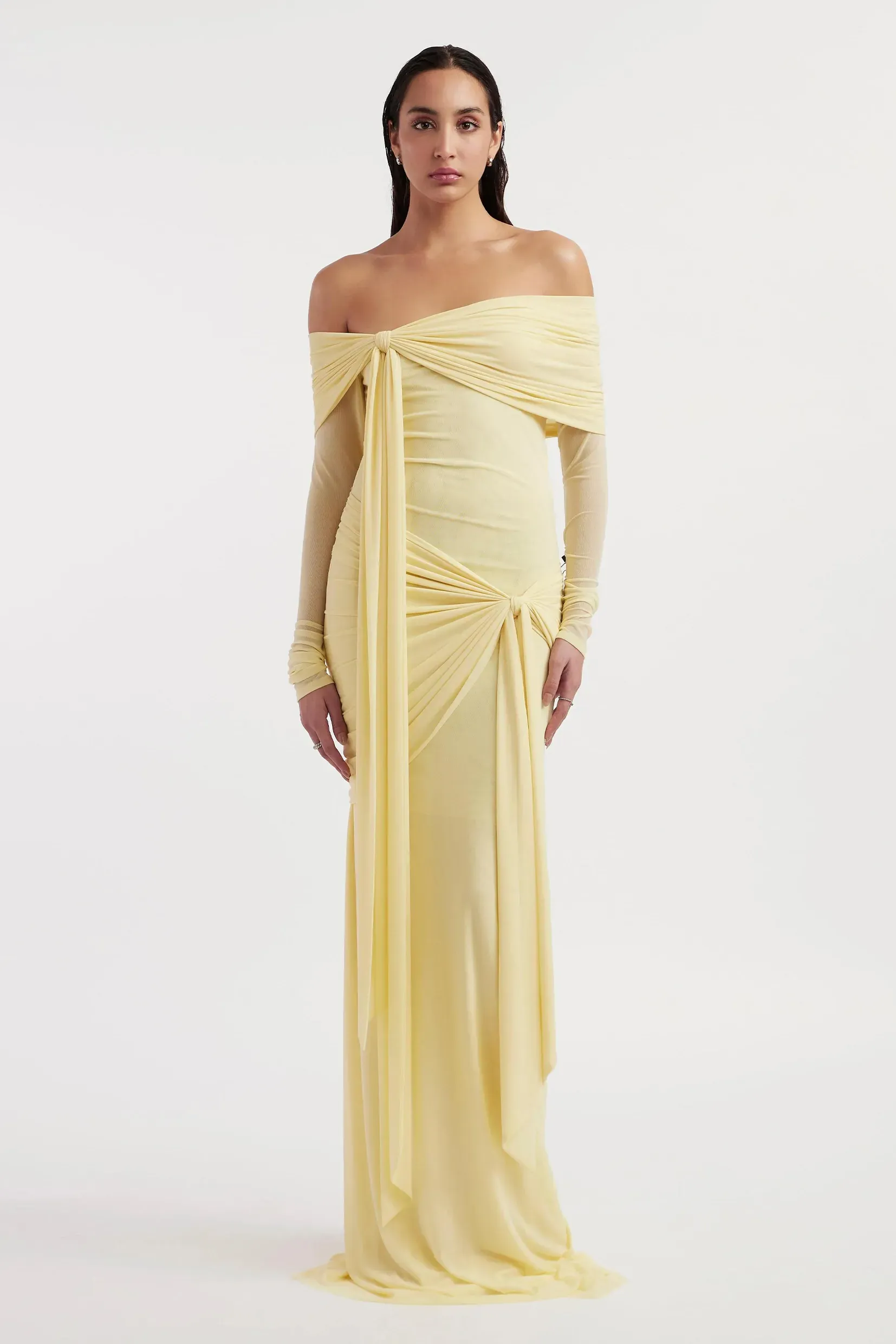 Edith Solid Jersey Knotted Maxi Dress
