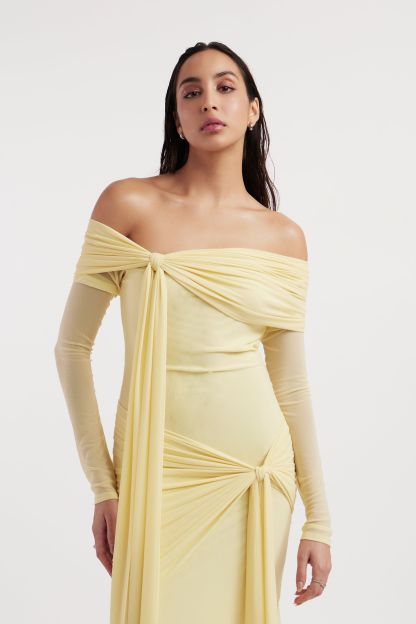 Edith Solid Jersey Knotted Maxi Dress