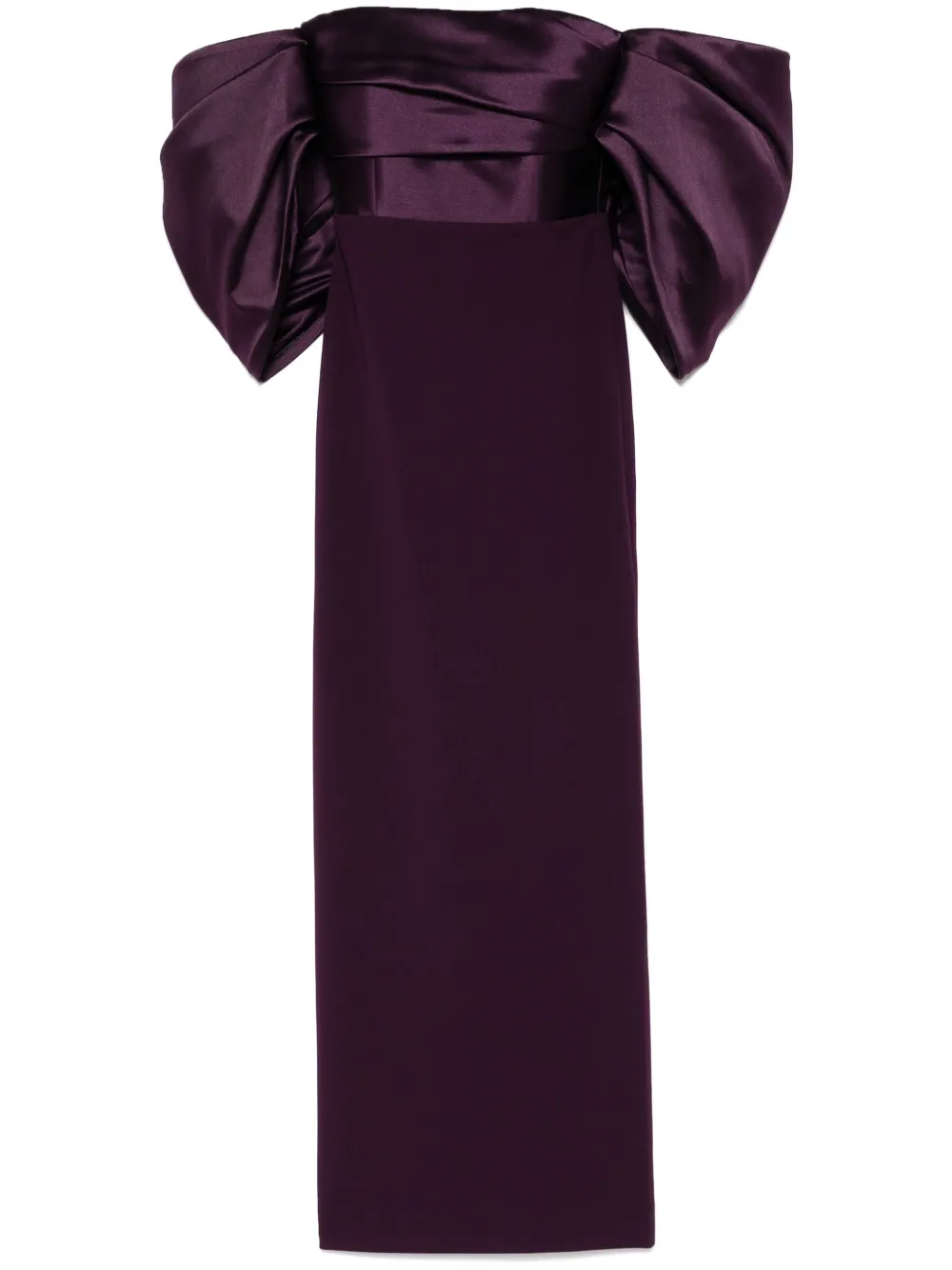 Trudy Satin Splicing Off-Shoulder Midi Dress