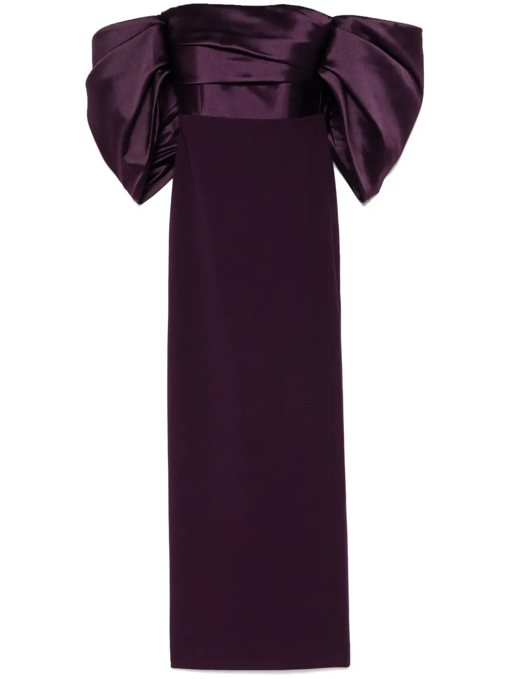 Trudy Satin Splicing Off-Shoulder Midi Dress