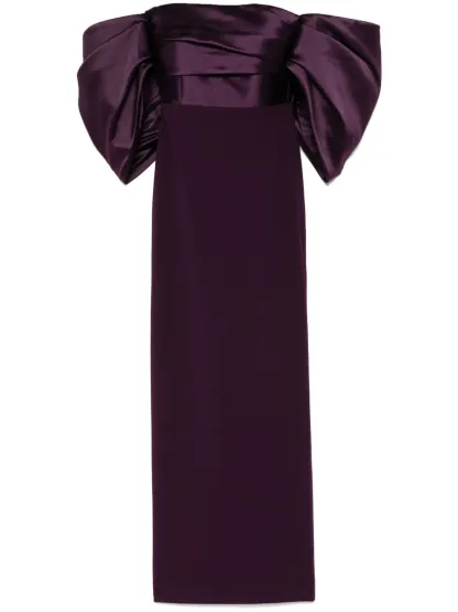 Trudy Satin Splicing Off-Shoulder Midi Dress