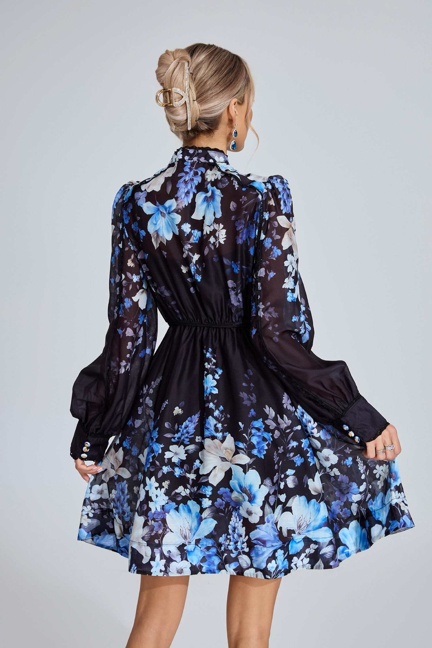 Nola Black Floral Mini Dress