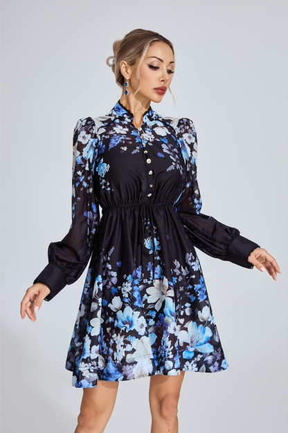 Nola Black Floral Mini Dress