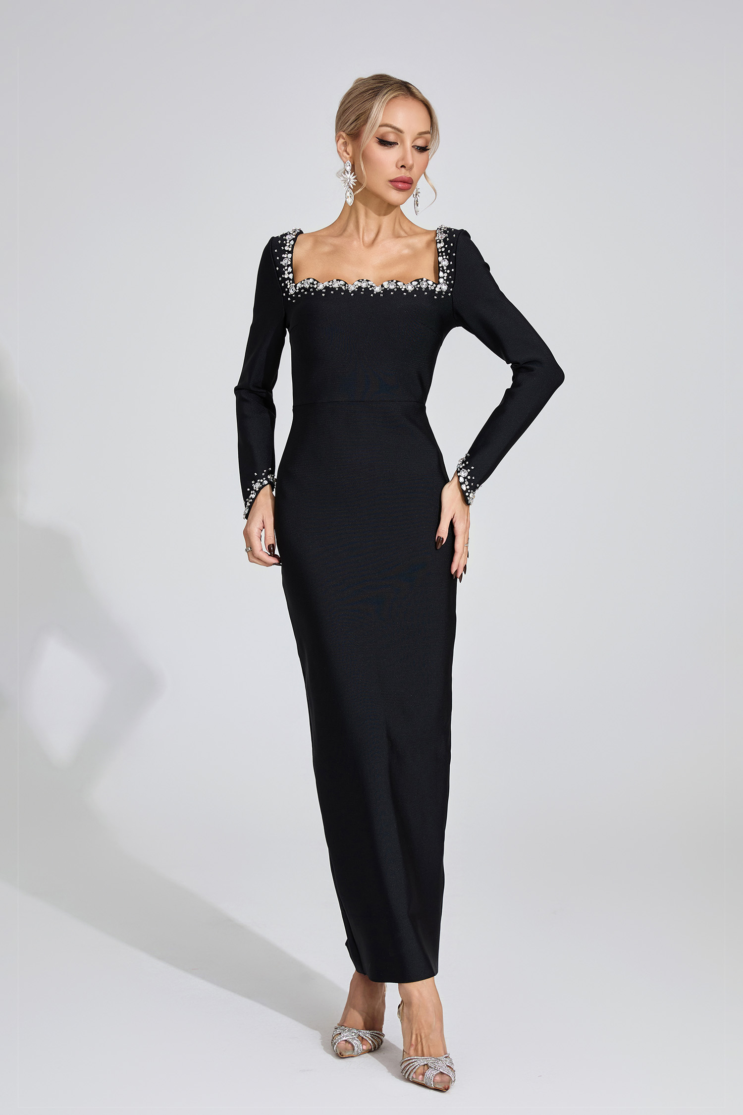 Jacinta Black Long Sleeve Maxi Dress
