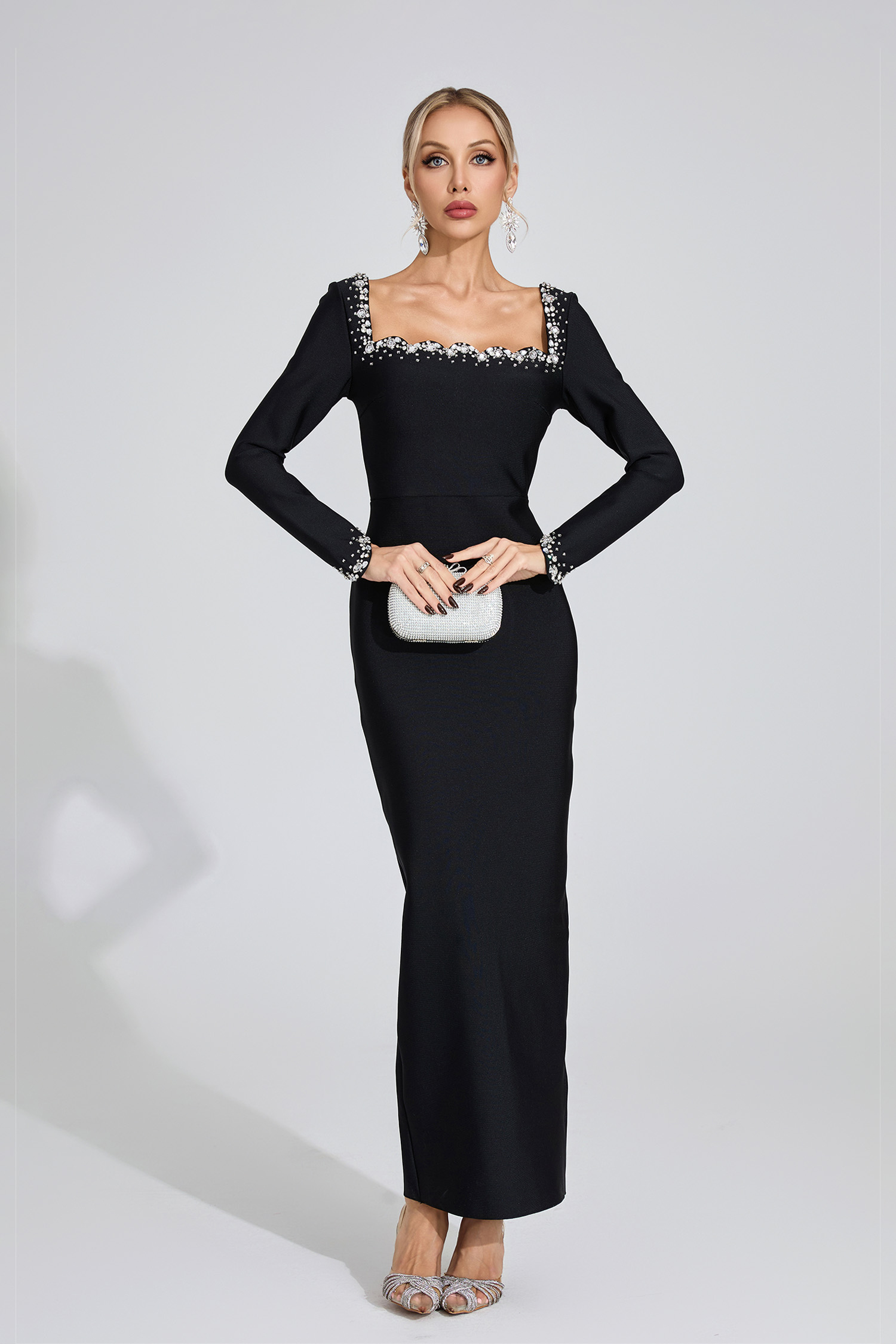 Jacinta Black Long Sleeve Maxi Dress