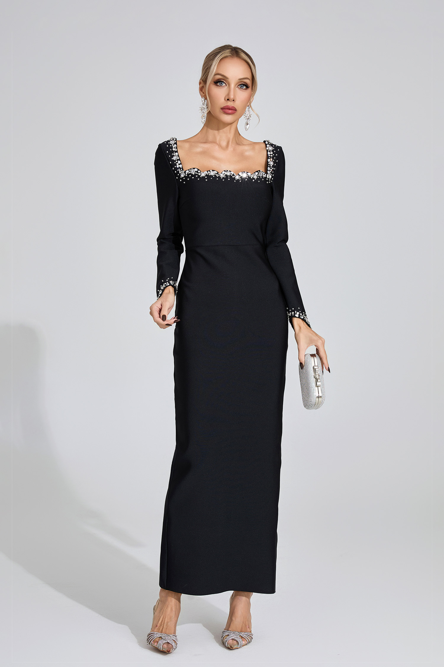 Jacinta Black Long Sleeve Maxi Dress