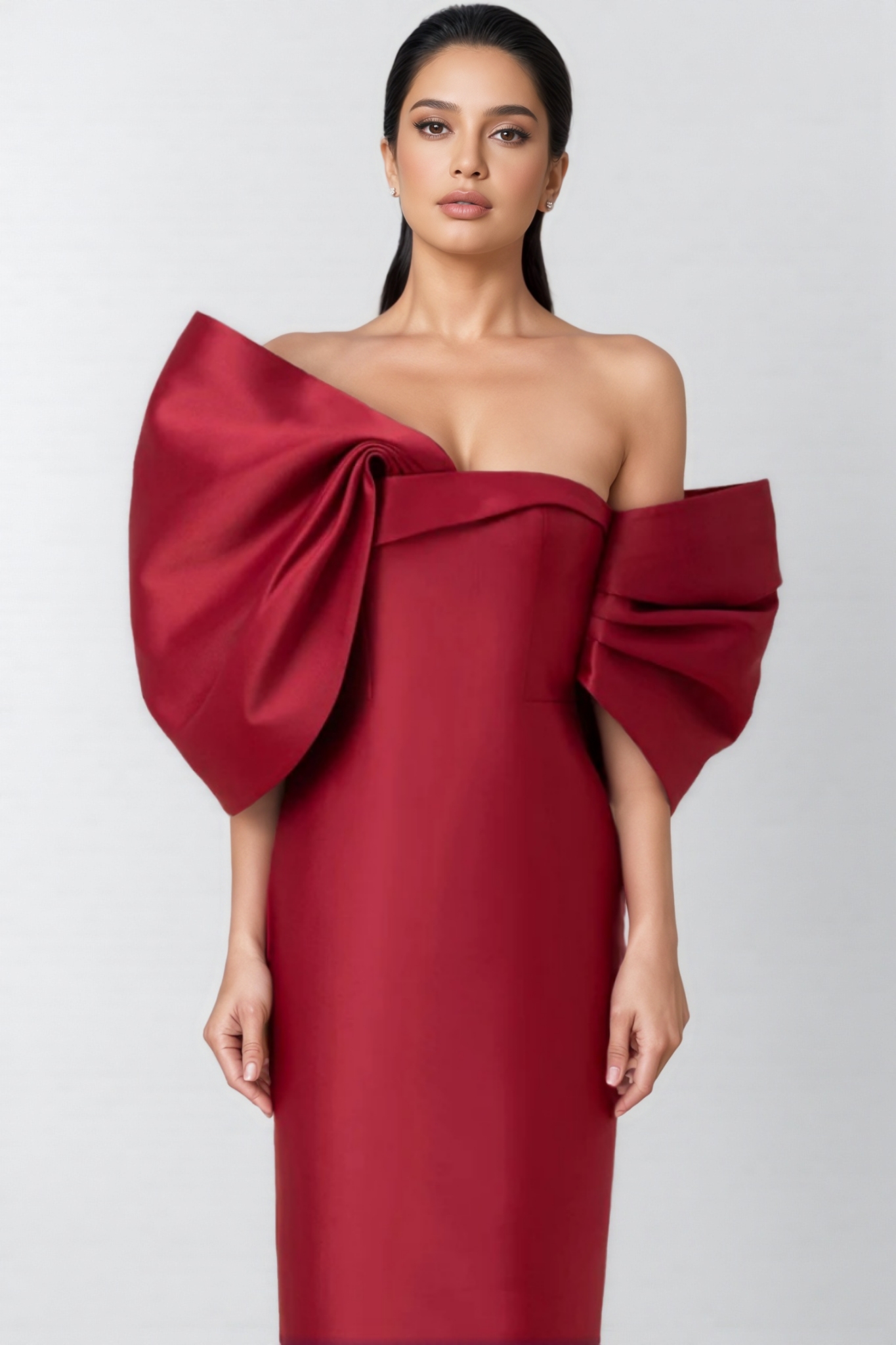 Eloise Strapless 3D Bow Maxi Dress Red