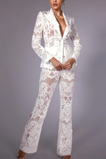 Helan Sequin Lace Blazer Set