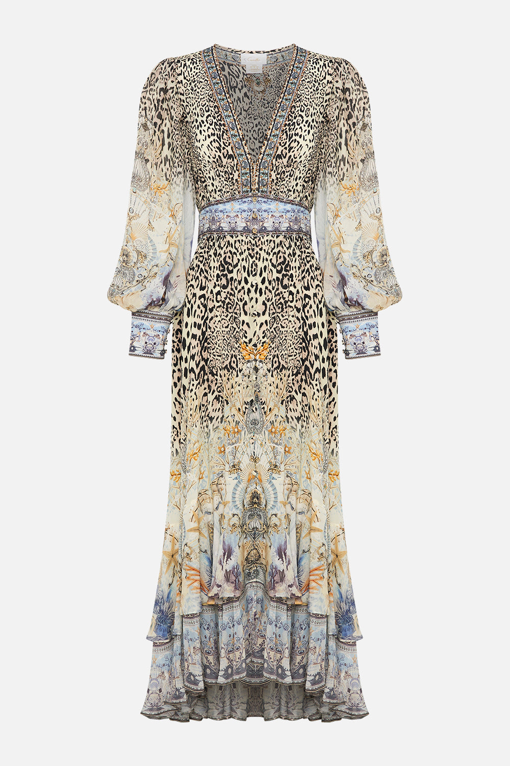 Vera Chiffon Floral Leopard Print V-Neck Maxi Dress