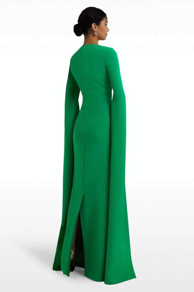 Mary Solid Split Cape Maxi Dress