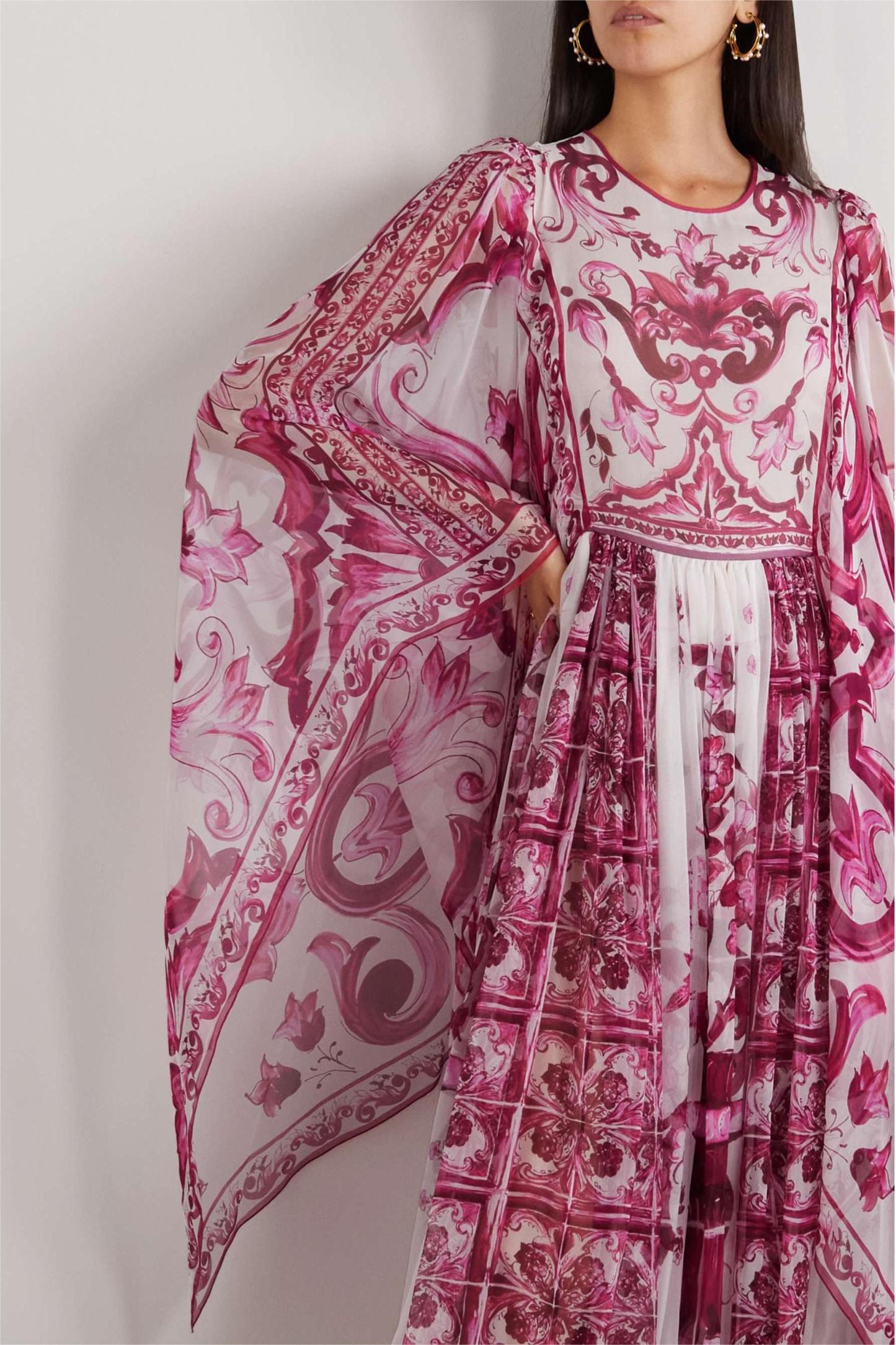 Frances Paisley Round Neck Ball Sleeve Midi Dress