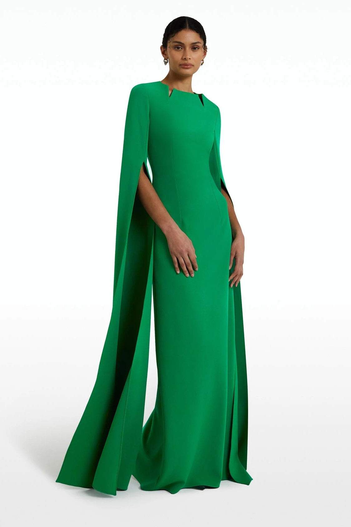 Mary Solid Split Cape Maxi Dress