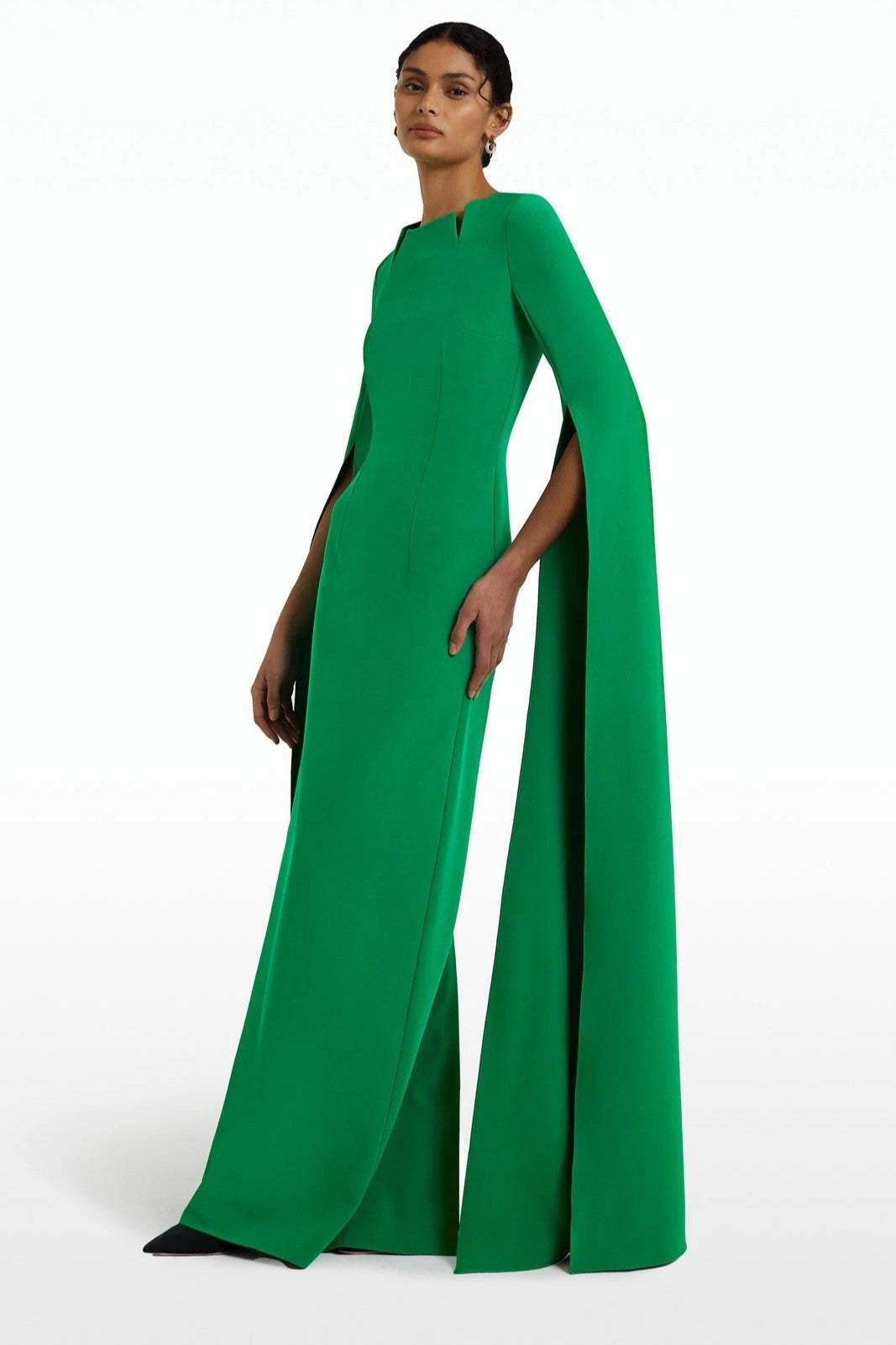 Mary Solid Split Cape Maxi Dress
