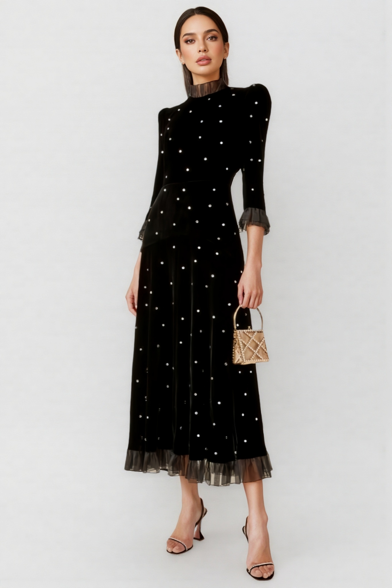 Alexa Black Velvet Maxi Dress