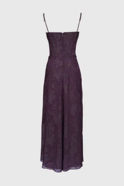 Melissa Purple Sequin Flower Lace Maxi Dress