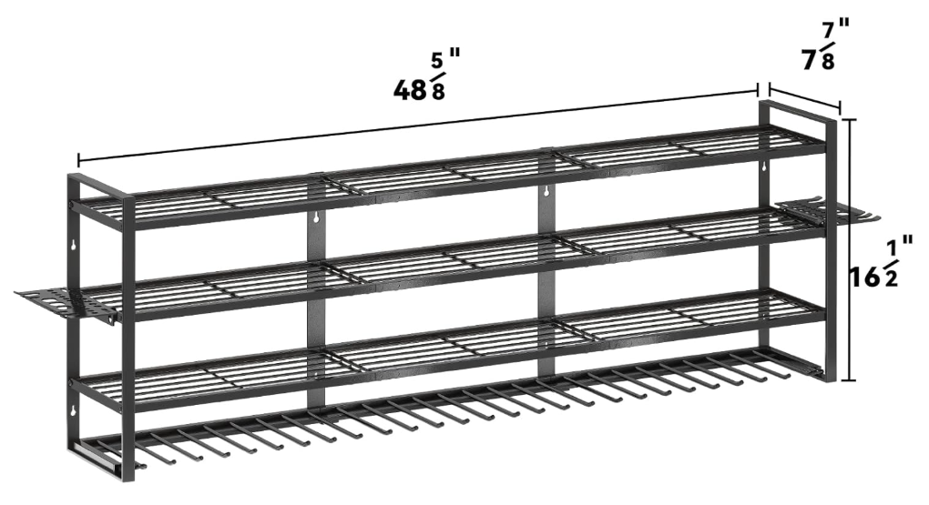 Large Power Tool Organizer Wall Mount-13 Drill Holder for Garage,4 Layer Power Tool Rack,Tool Organizer and Storage with 2 New Accessories