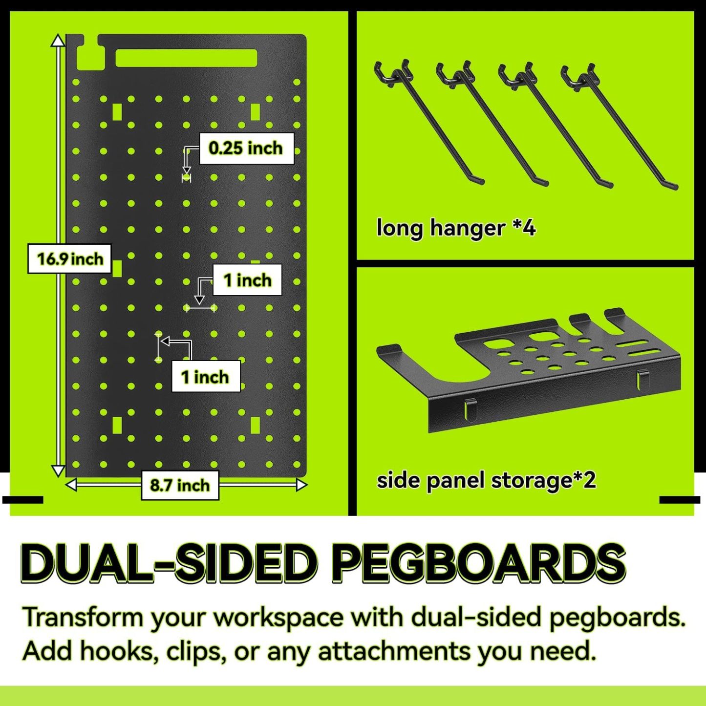 Power Tool Organizer with Charging Station, 8.7"D x 32.9"W x 16.9"H 9 Drill Holder Wall Mount,4 Layer Heavy Duty Metal Cordless Drill Storage for Garage Organization,Battery Tool Rack Built in 7 Outlet Power Strip